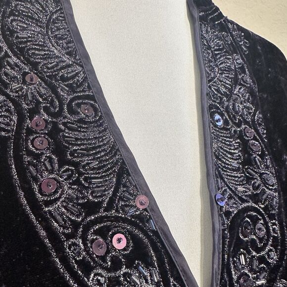 Chicos tunic Women 1 Purple Romance Velvet beaded whimsigoth Witchy Fairy Stevie - Picture 2 of 8